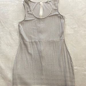White & black striped bodycon dress